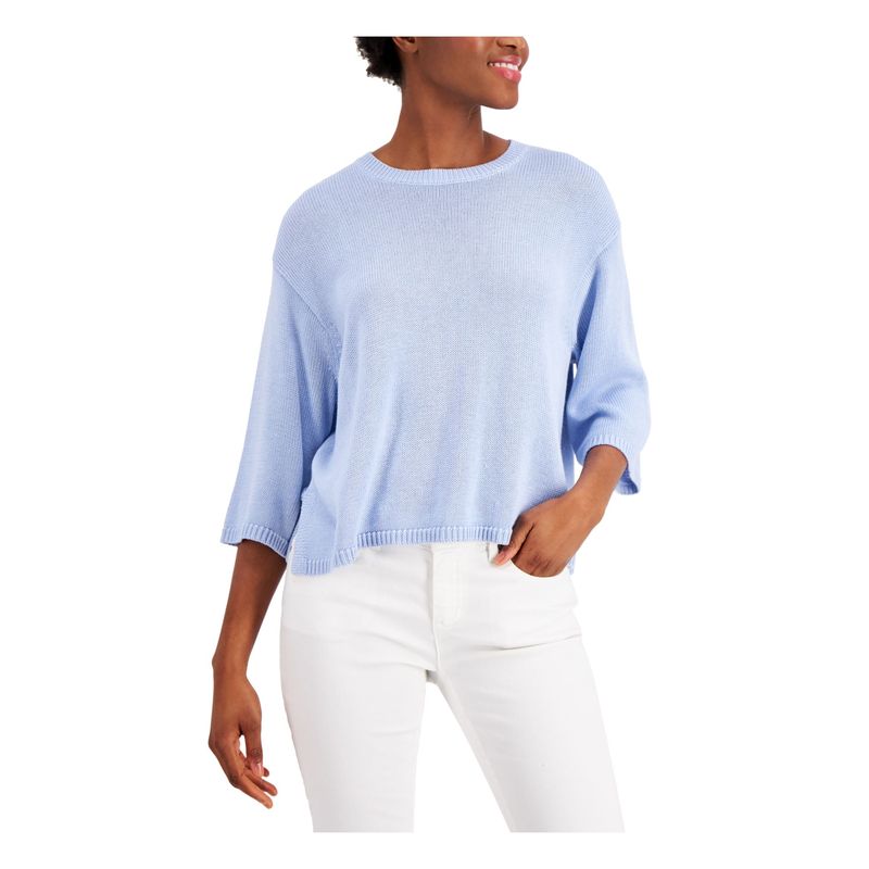 Eileen Fisher Womens Light Blue Crew Neck Sweater Xl